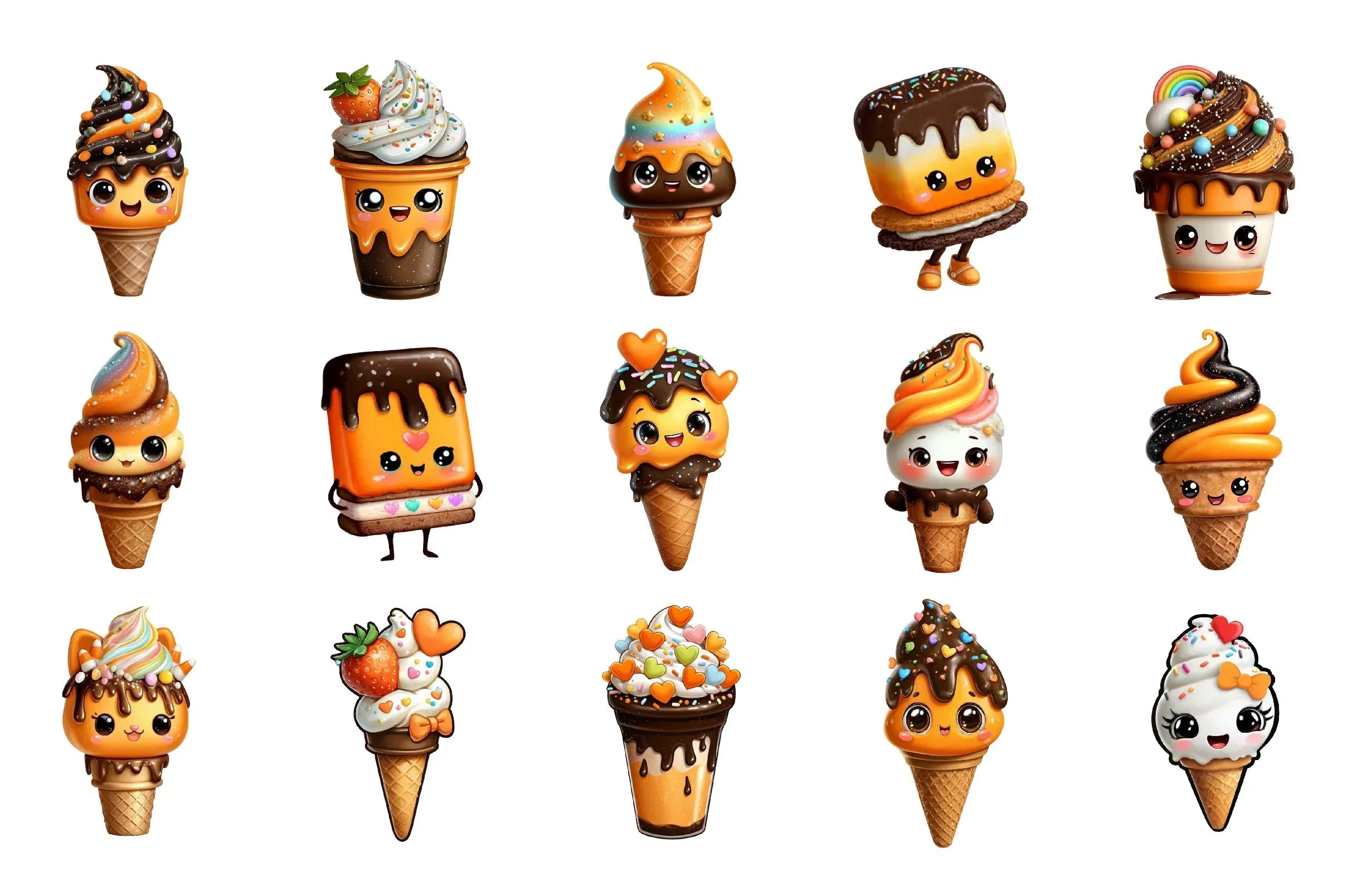 Kawaii Ice Cream Clipart Bundle - CraftNest - Digital Crafting and Art