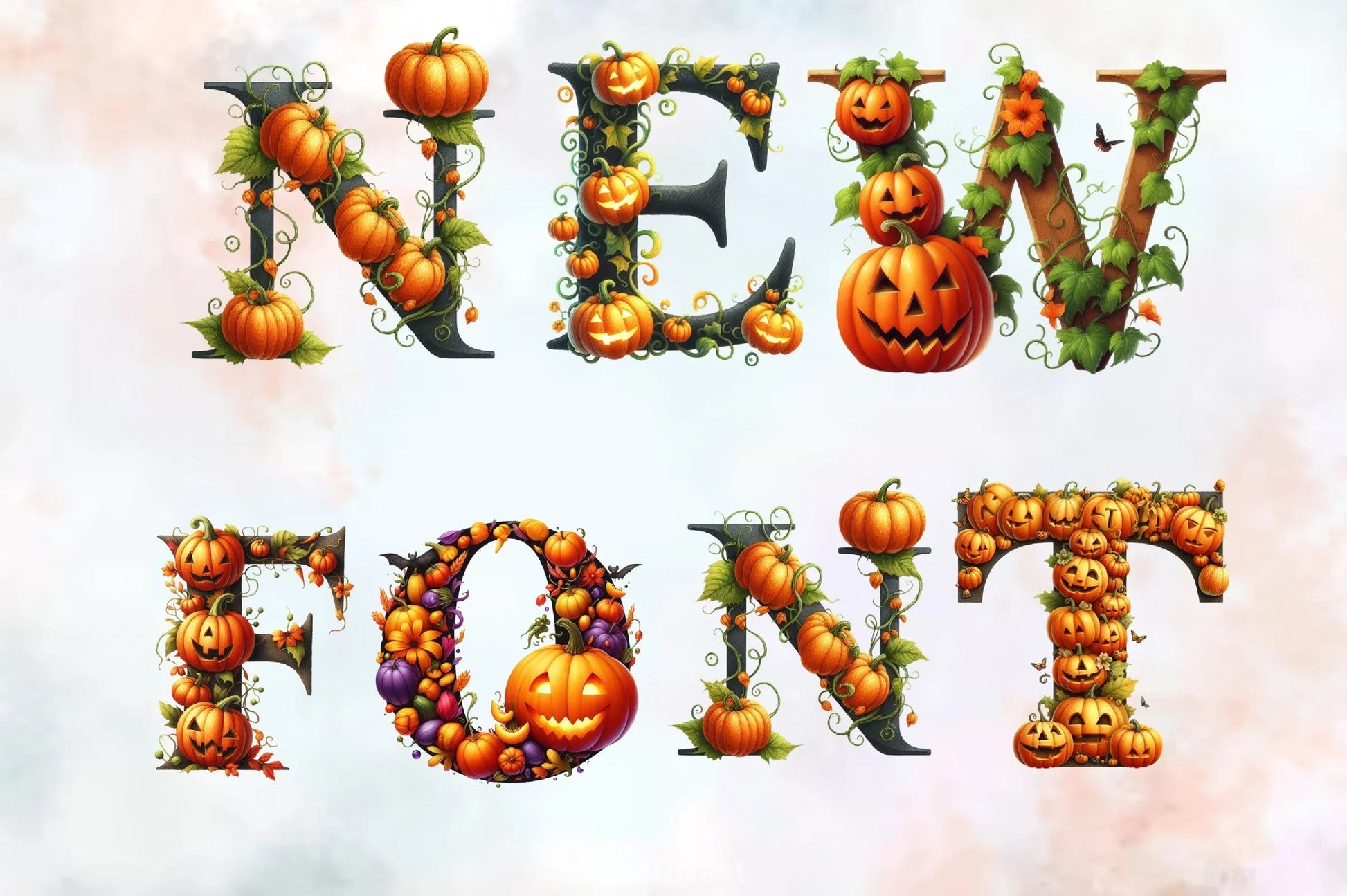 Pumpkin Alphabet Clipart Bundle - CraftNest - Digital Crafting and Art