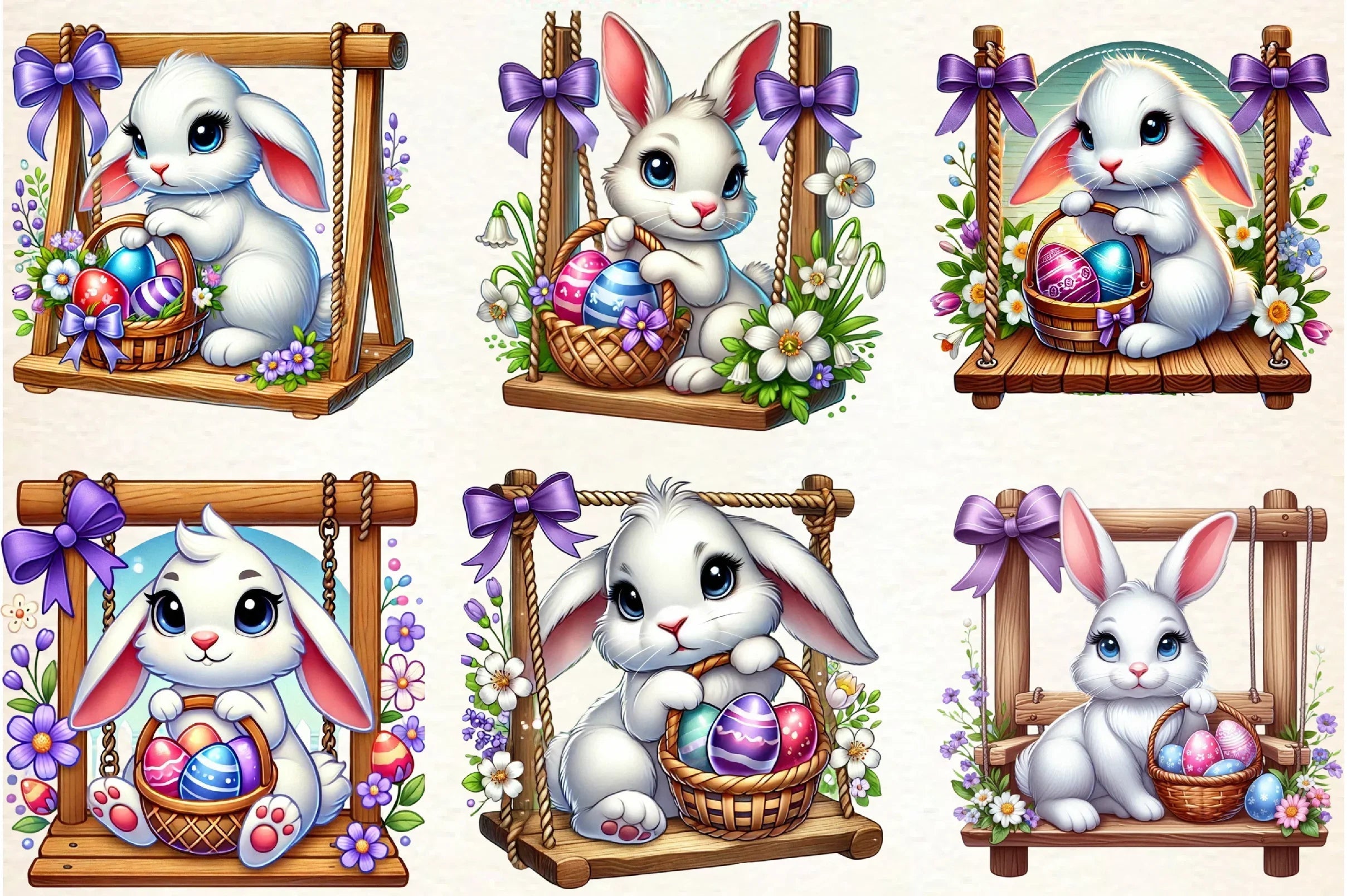 Easter Bunny Swing Clipart Bundle - CraftNest - Digital Crafting and Art