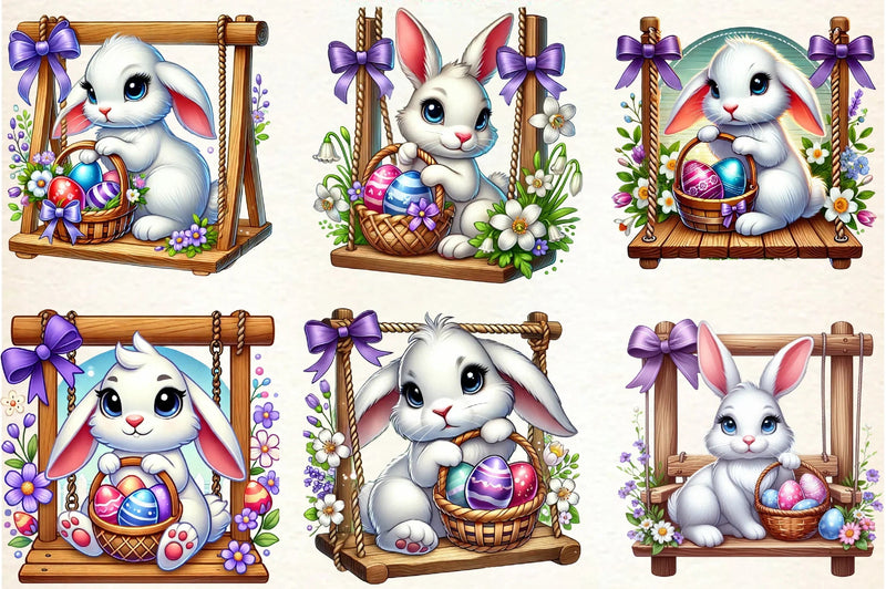 Easter Bunny Swing Clipart Bundle - CraftNest - Digital Crafting and Art