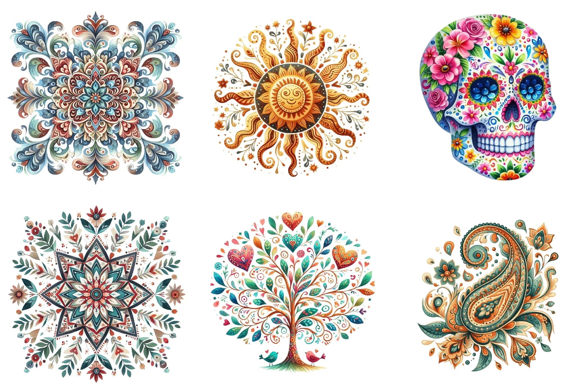 Folk Motifs Summer Clipart Bundle - CraftNest - Digital Crafting and Art