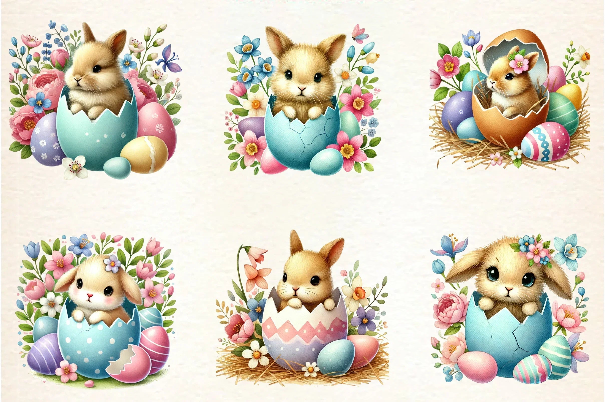 Cute Easter Bunny Clipart Bundle - CraftNest - Digital Crafting and Art