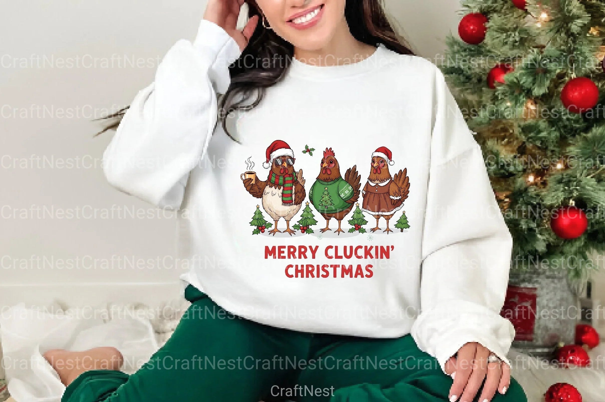 Merry Cluckin' Christmas Chicken Clipart Bundle