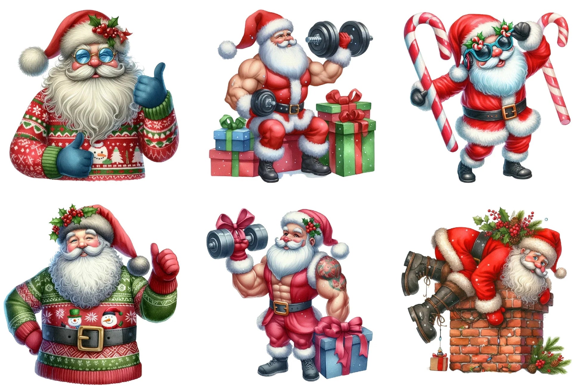 Funny Christmas Santa Clipart Bundle - CraftNest - Digital Crafting and Art