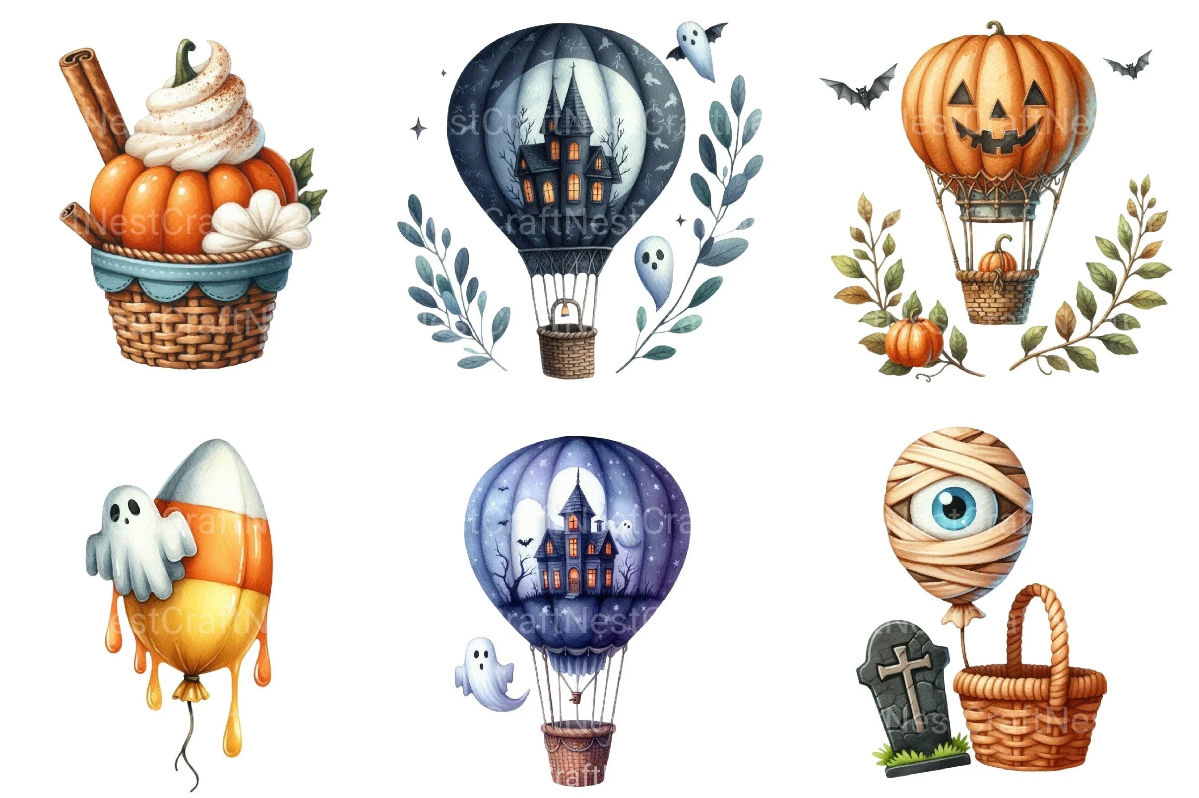 Green & White Halloween Clipart Bundle 2 - CraftNest - Digital Crafting and Art