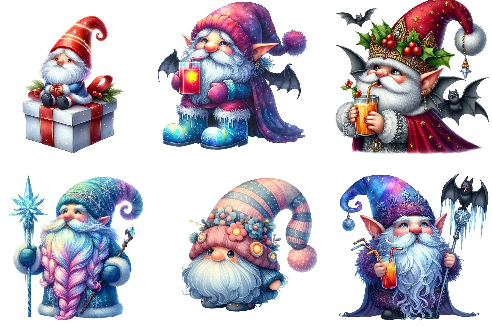Iridescent Christmas Gnome Clipart Bundle - CraftNest - Digital Crafting and Art