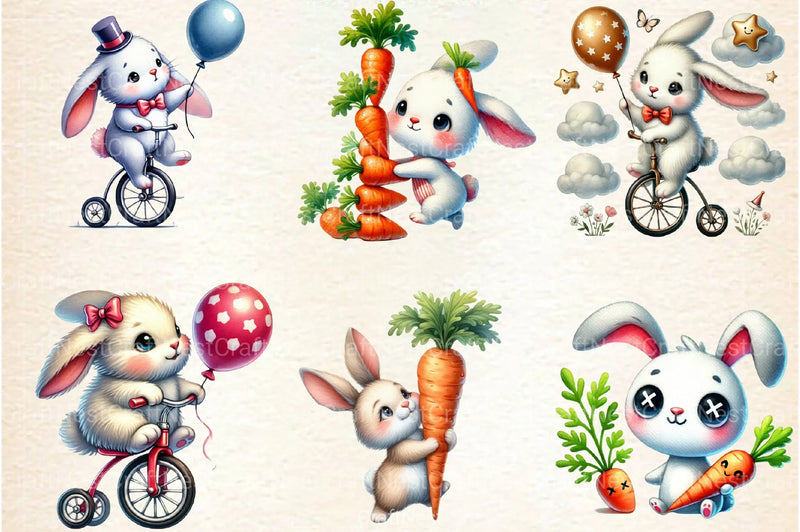 Funny Bunny Clipart Bundle 1 - CraftNest - Digital Crafting and Art