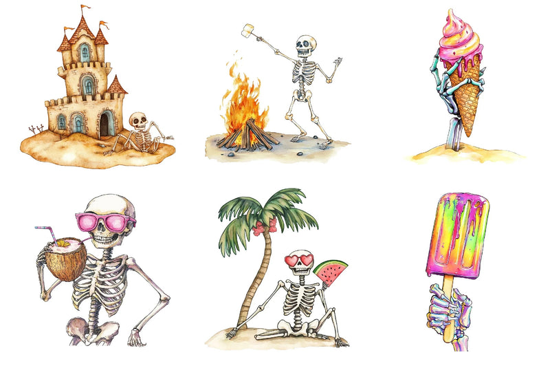 Spooky Summer Skeleton Clipart Bundle - CraftNest - Digital Crafting and Art