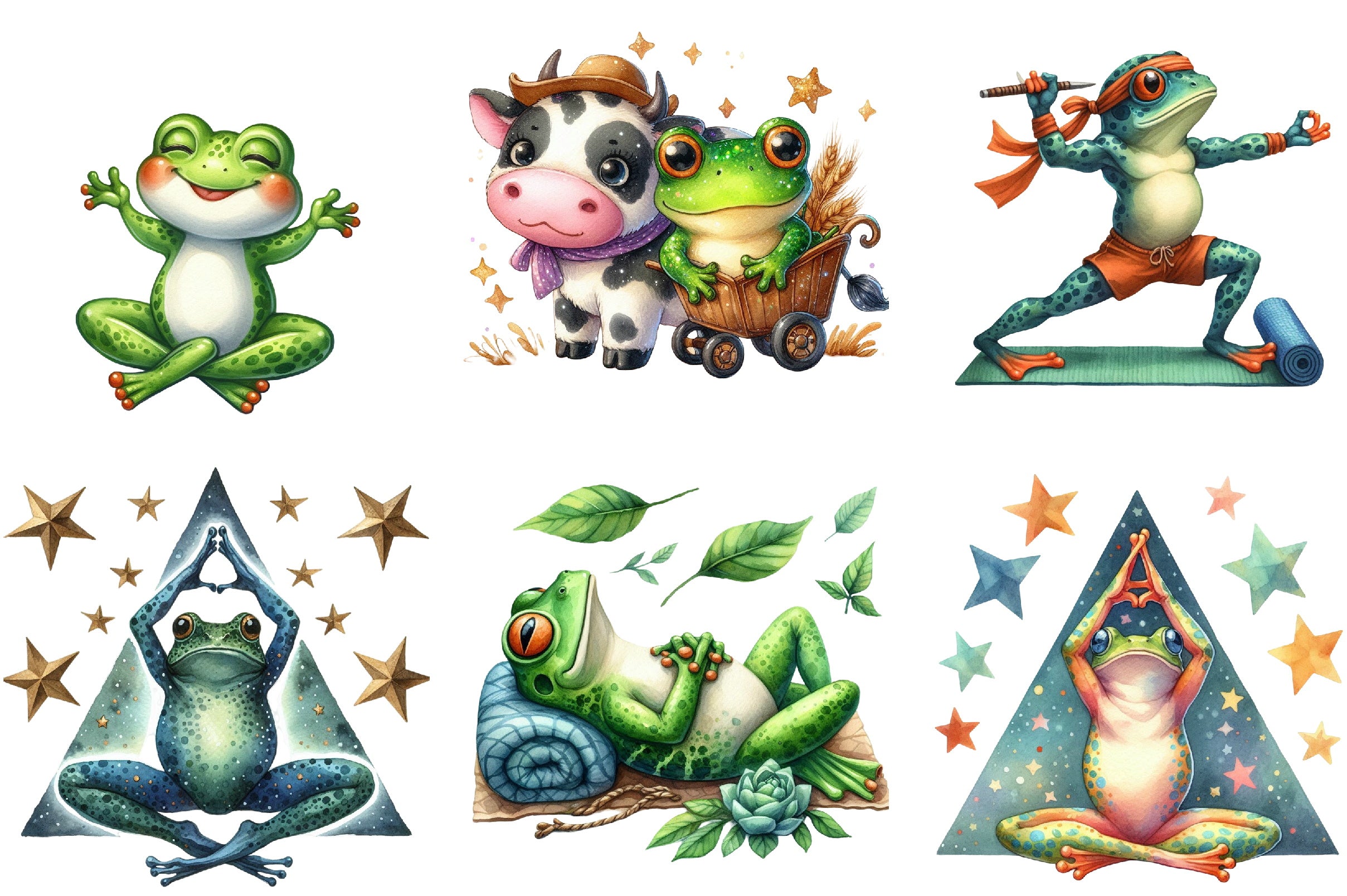 Yoga Frog Clipart Bundle