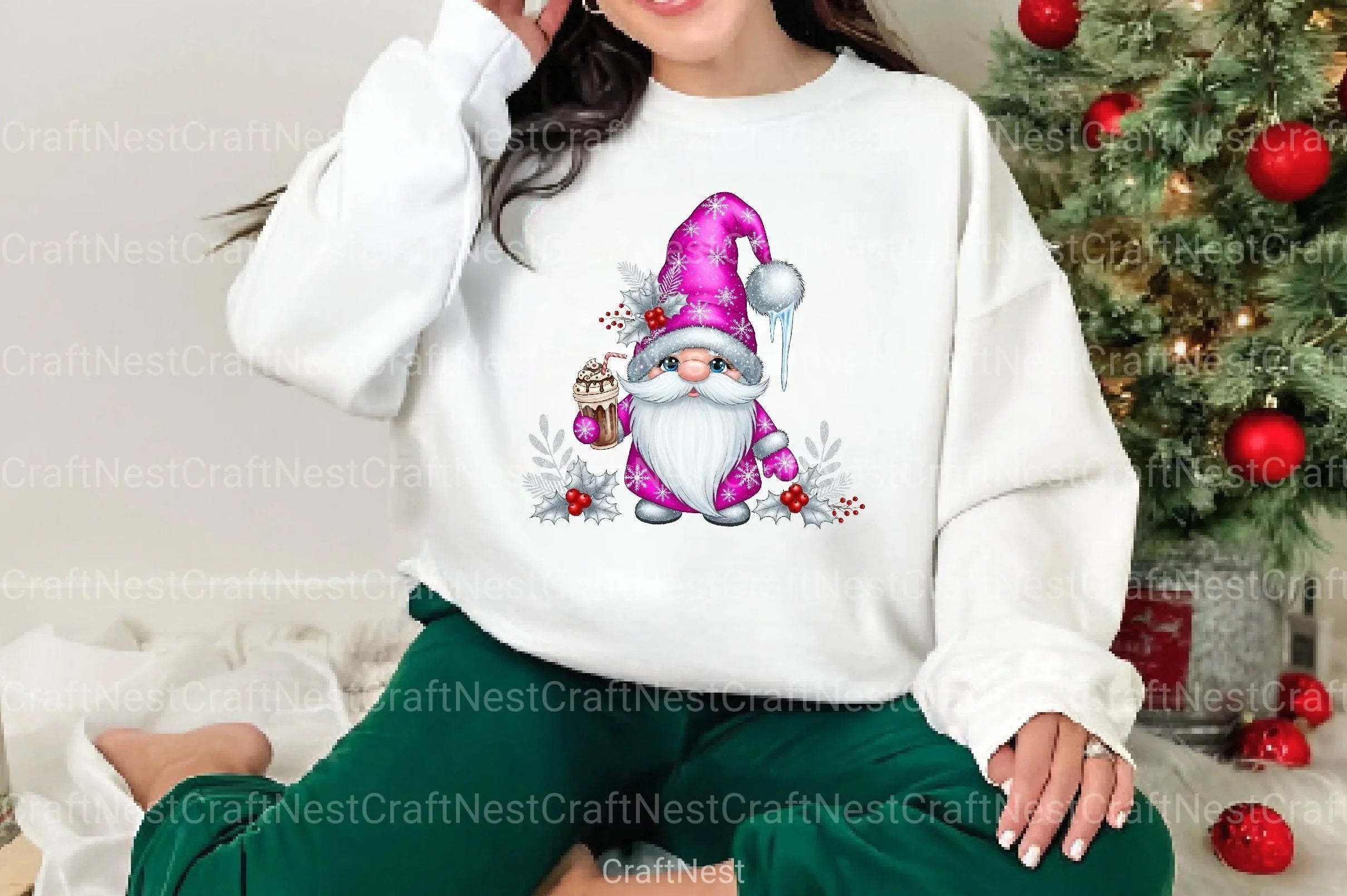 Pink Christmas Gnome Clipart Bundle - CraftNest - Digital Crafting and Art