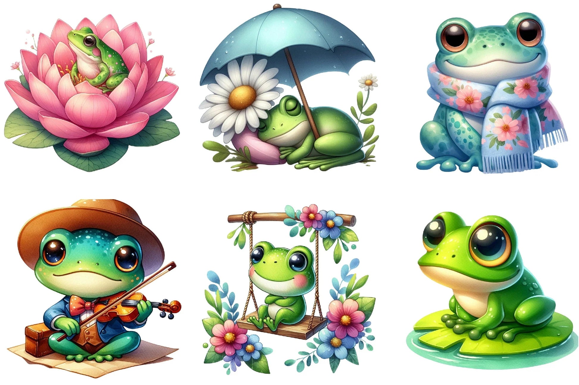 Spring Frog Clipart Bundle - CraftNest - Digital Crafting and Art