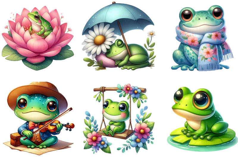 Spring Frog Clipart Bundle - CraftNest - Digital Crafting and Art