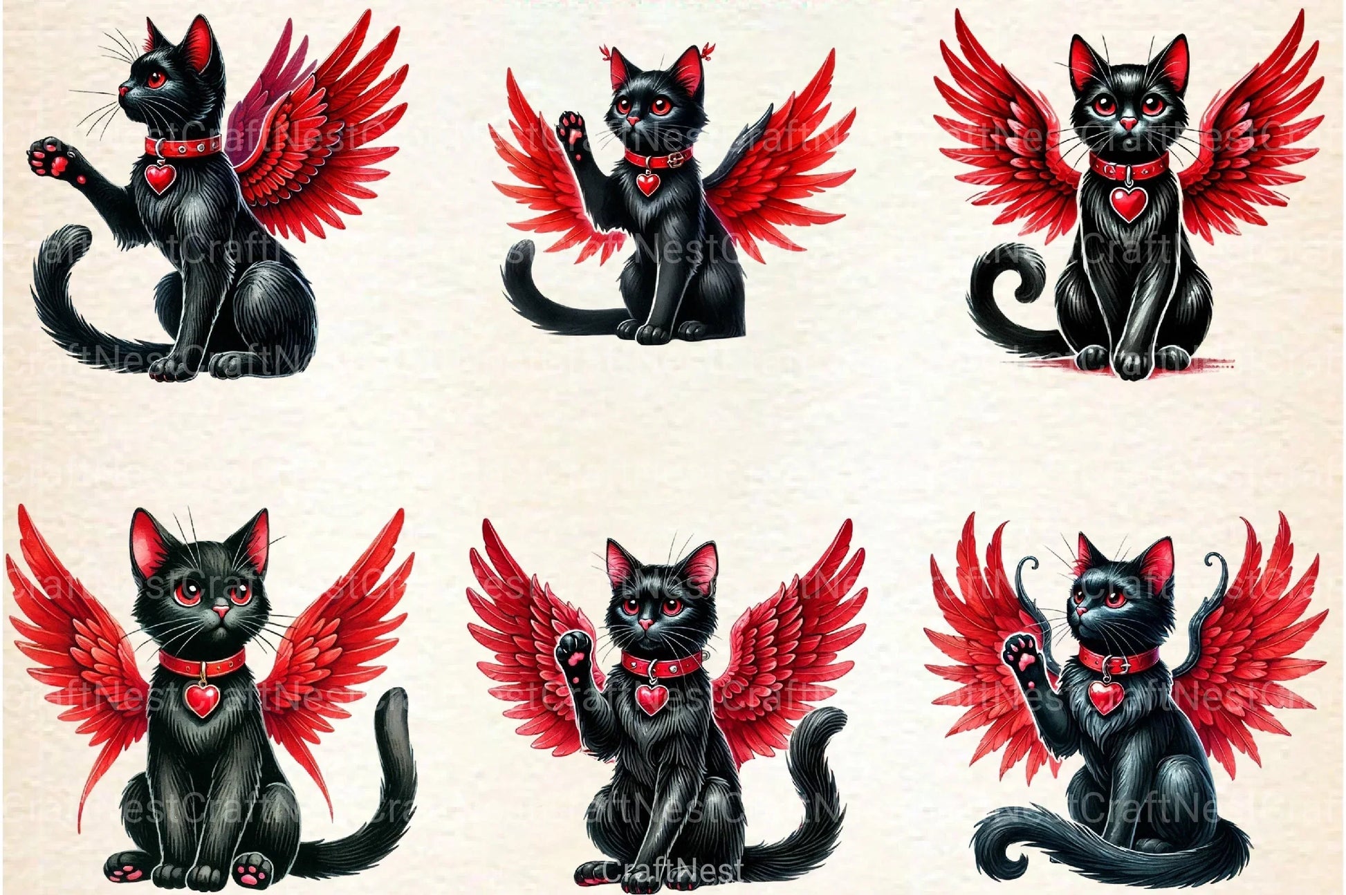 Valentine Black Cat Clipart Bundle 99 - CraftNest - Digital Crafting and Art