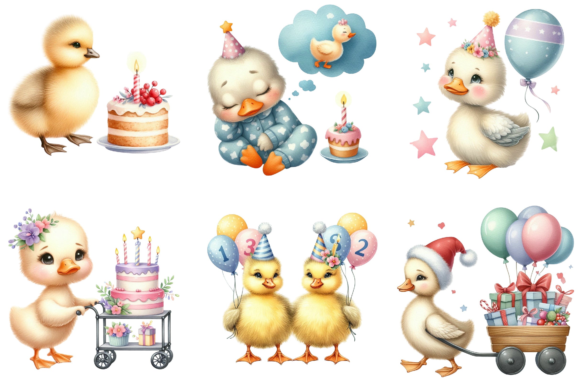 Baby Goose Birthday Clipart Bundle