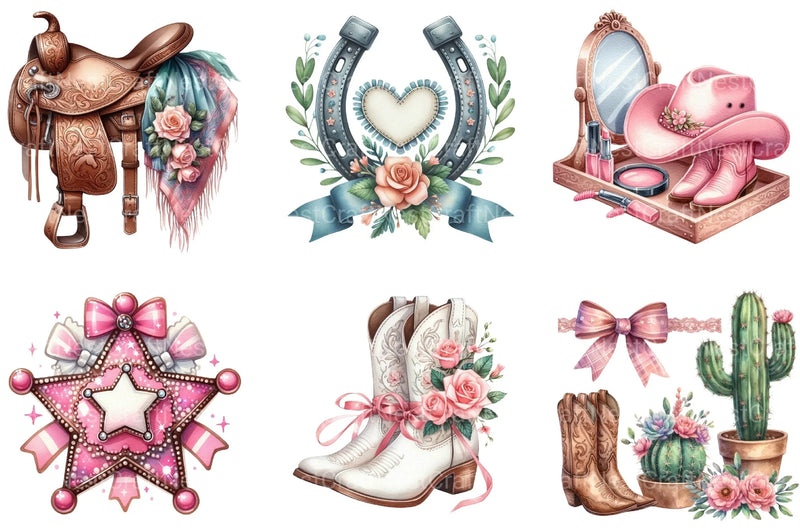 Coquette Cowgirl Clipart Bundle - Western Theme - CraftNest - Digital Crafting and Art