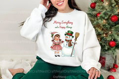 Vintage Christmas Girl & Snowman Clipart Bundle - CraftNest - Digital Crafting and Art