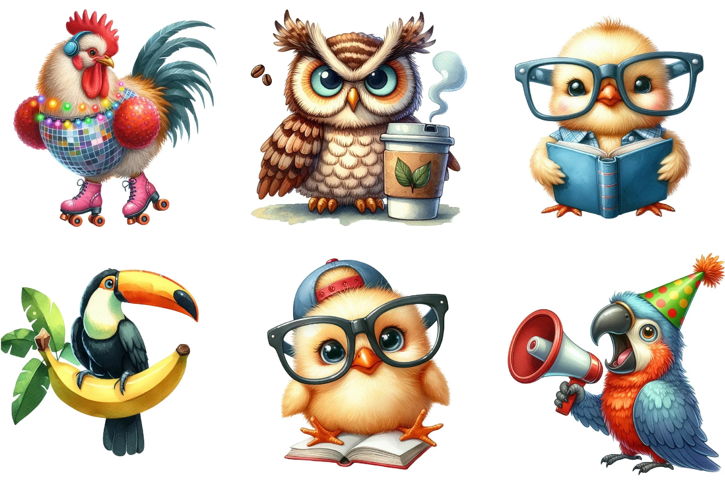 Funny Birds Clipart Bundle - CraftNest - Digital Crafting and Art