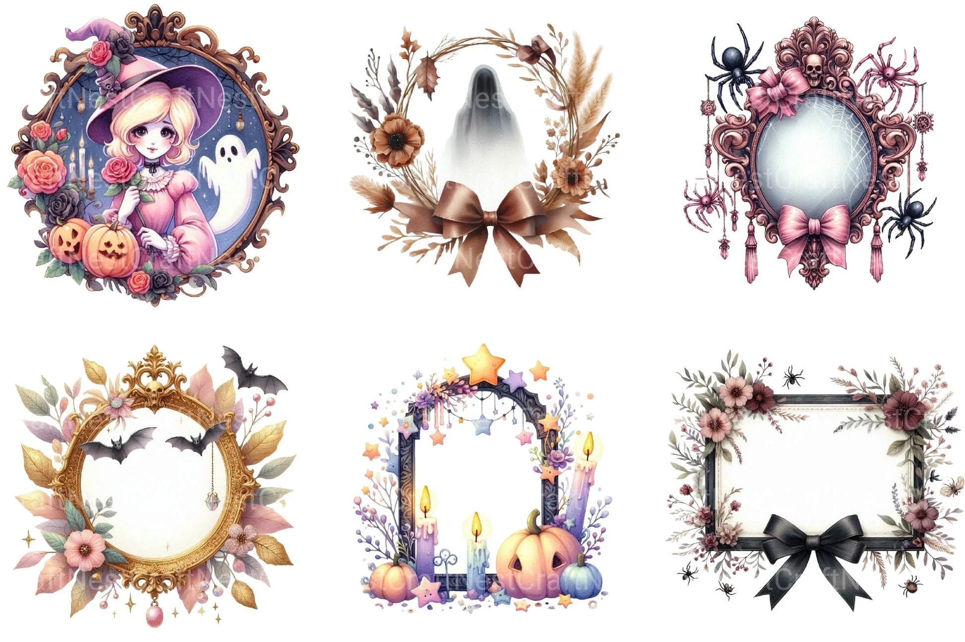 Coquette Fall Halloween Frame Clipart Bundle - CraftNest - Digital Crafting and Art