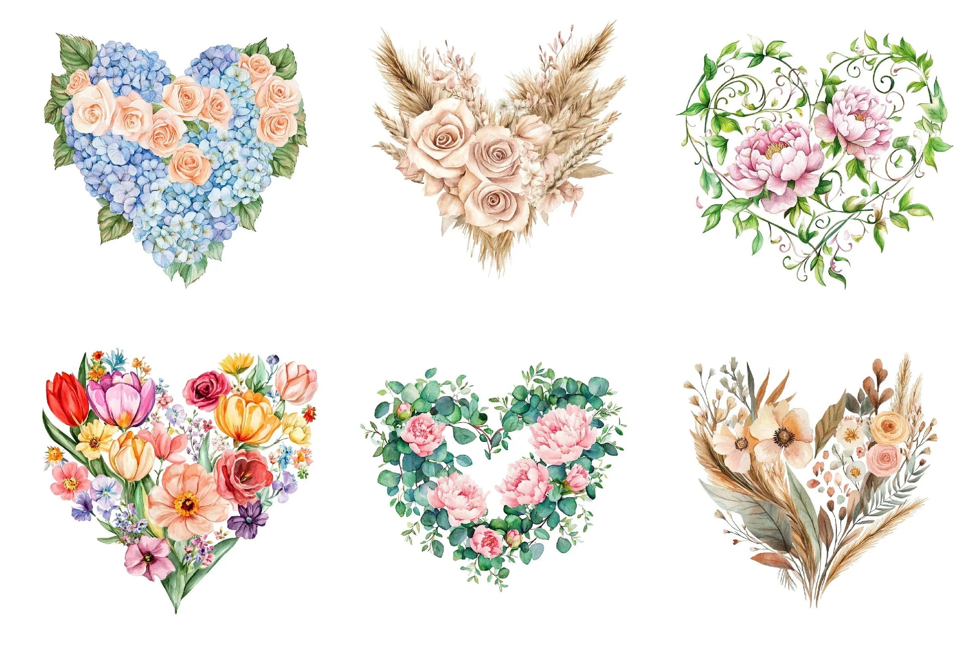 Spring Floral Hearts Clipart Bundle - CraftNest - Digital Crafting and Art