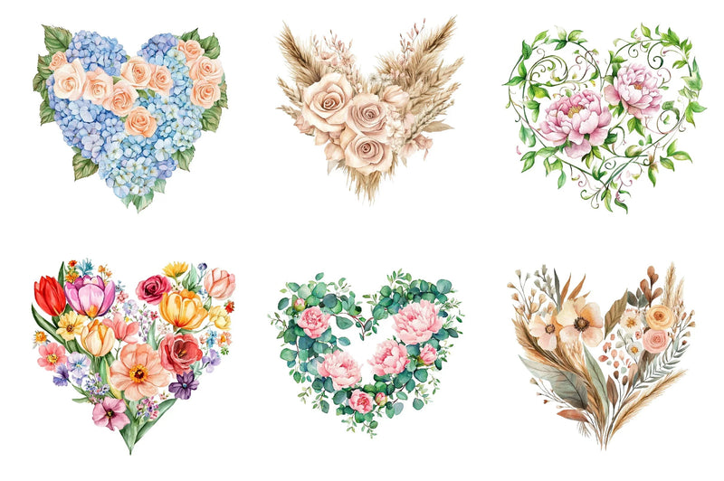 Spring Floral Hearts Clipart Bundle - CraftNest - Digital Crafting and Art