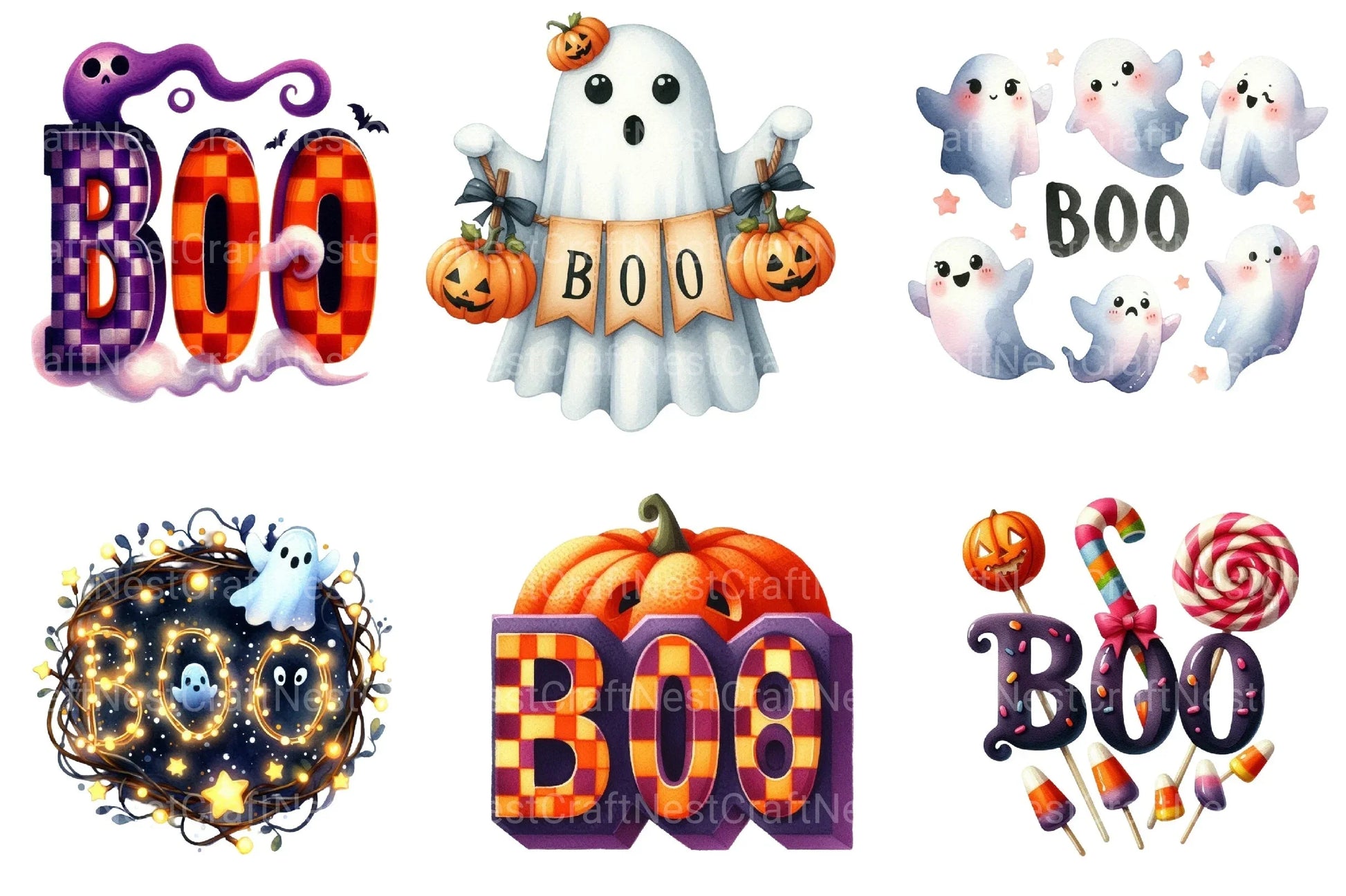 Cute Boo Halloween Clipart Bundle - CraftNest - Digital Crafting and Art