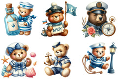 Bear Sailor Nautical Clipart Bundle - CraftNest - Digital Crafting and Art