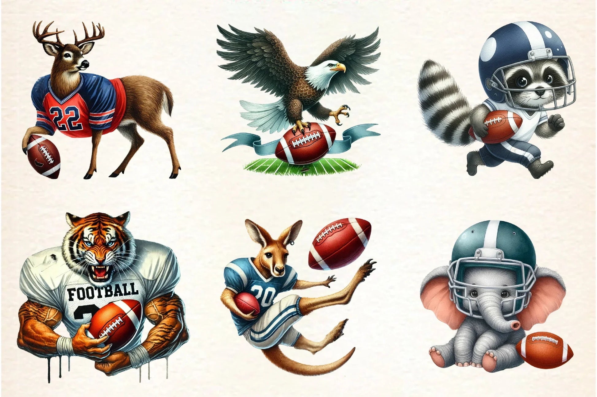 American Football Animal Clipart Bundle - CraftNest - Digital Crafting and Art