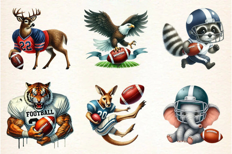 American Football Animal Clipart Bundle - CraftNest - Digital Crafting and Art