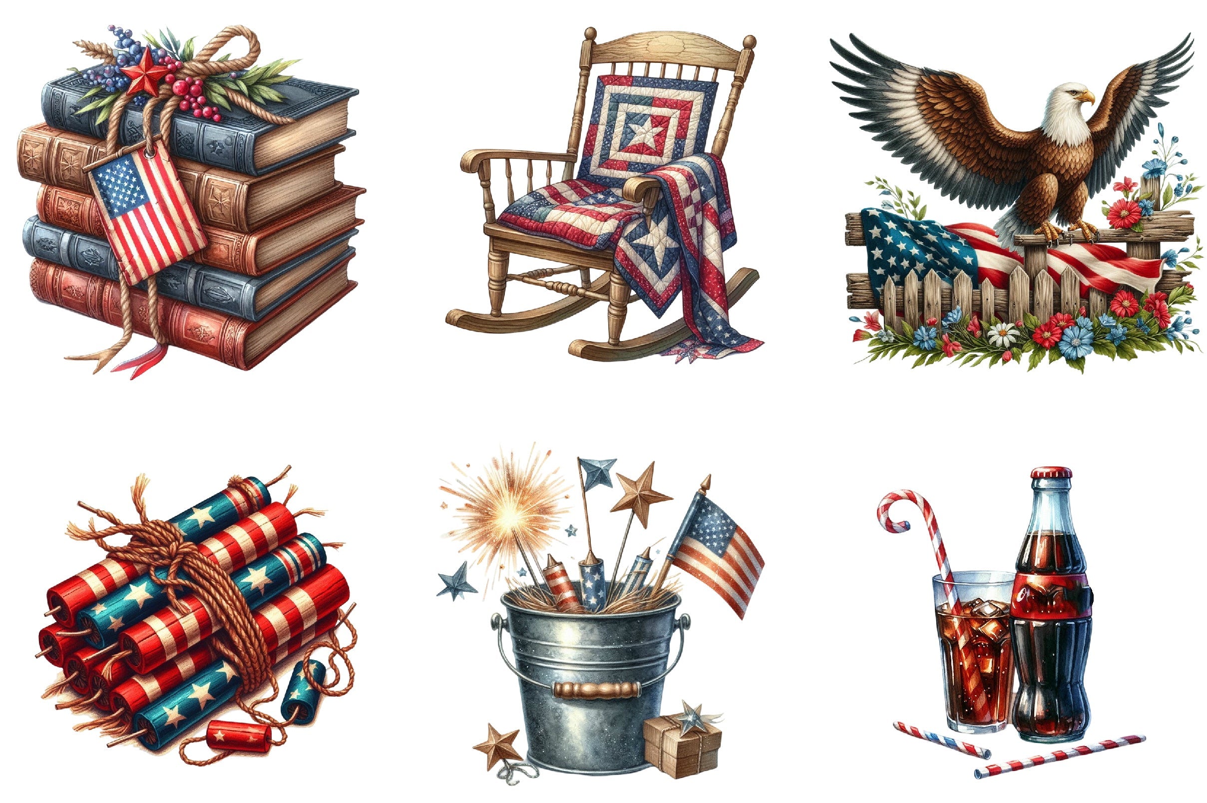 Rustic Patriotic Clipart Bundle for 4th of July