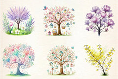 Pastel Spring Trees Clipart Bundle - CraftNest - Digital Crafting and Art