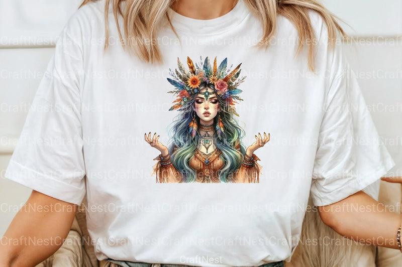 Tribal Boho Girl Clipart Bundle 5 - CraftNest - Digital Crafting and Art