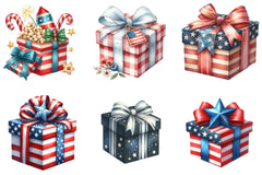 4th of July Gift Box Clipart Bundle - CraftNest - Digital Crafting and Art