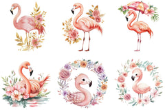 Floral Flamingo Clipart Bundle - CraftNest - Digital Crafting and Art