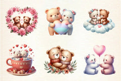 Cute Couple Bear Clipart Bundle - CraftNest - Digital Crafting and Art