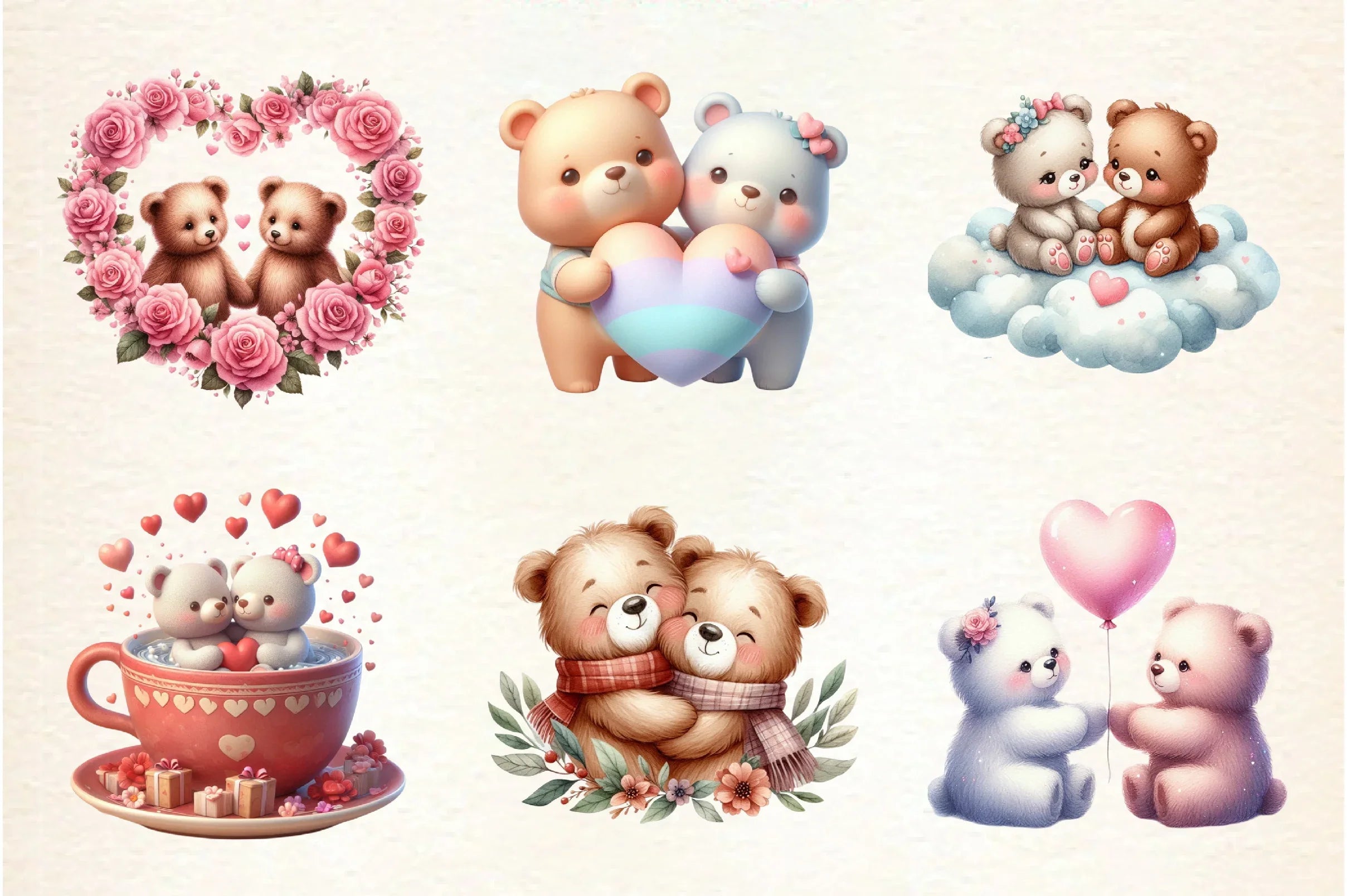 Cute Couple Bear Clipart Bundle - CraftNest - Digital Crafting and Art