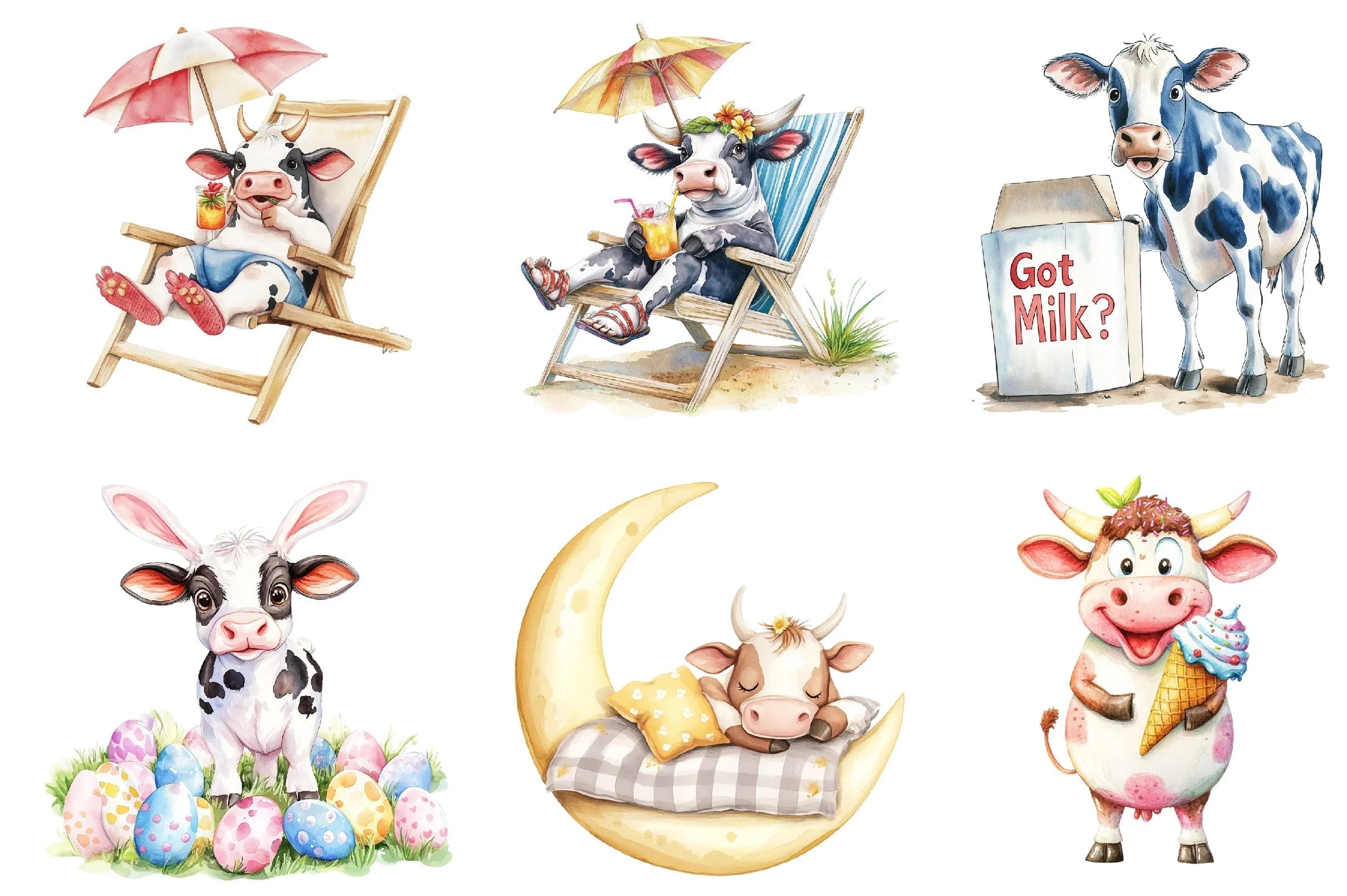 Funny Cow Clipart Bundle - CraftNest - Digital Crafting and Art