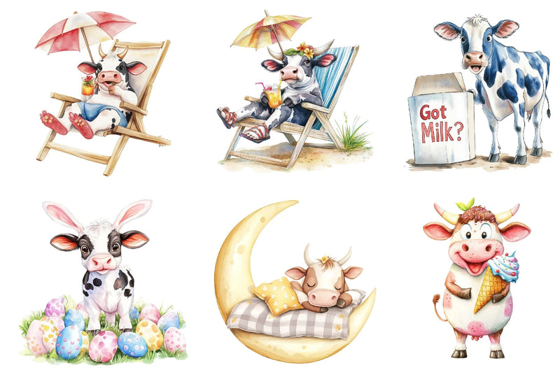 Funny Cow Clipart Bundle - CraftNest - Digital Crafting and Art