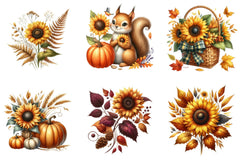 Sunflowers Autumn Clipart Bundle - CraftNest - Digital Crafting and Art