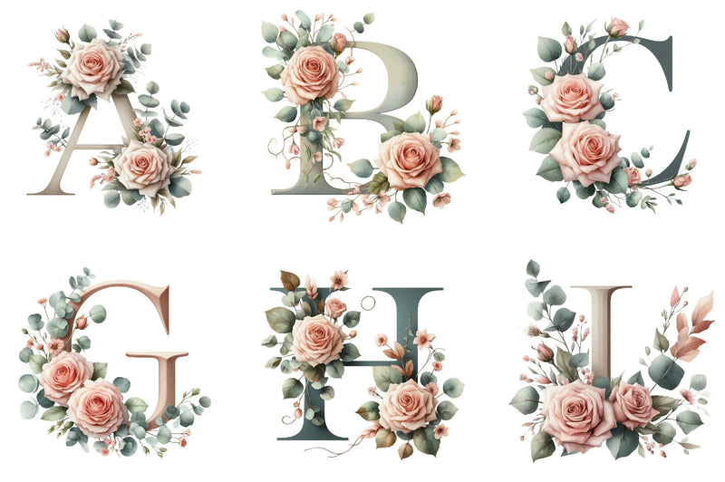 Floral Alphabet Clipart Bundle - CraftNest - Digital Crafting and Art