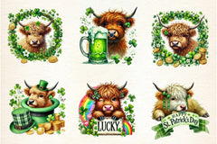St. Patrick's Day Highland Cow Clipart Bundle - CraftNest - Digital Crafting and Art