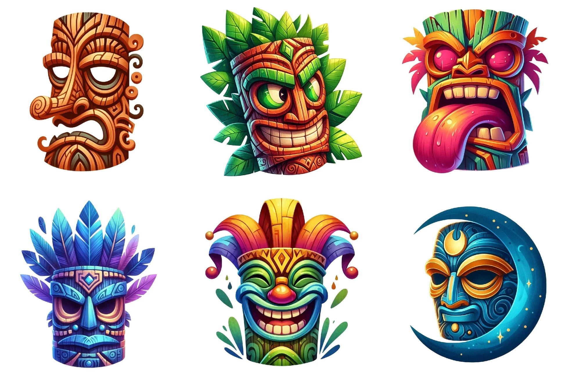Festival Tiki Mask Clipart Bundle - CraftNest - Digital Crafting and Art
