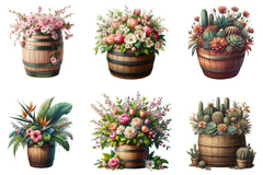 Floral Barrel Clipart Bundle - CraftNest - Digital Crafting and Art
