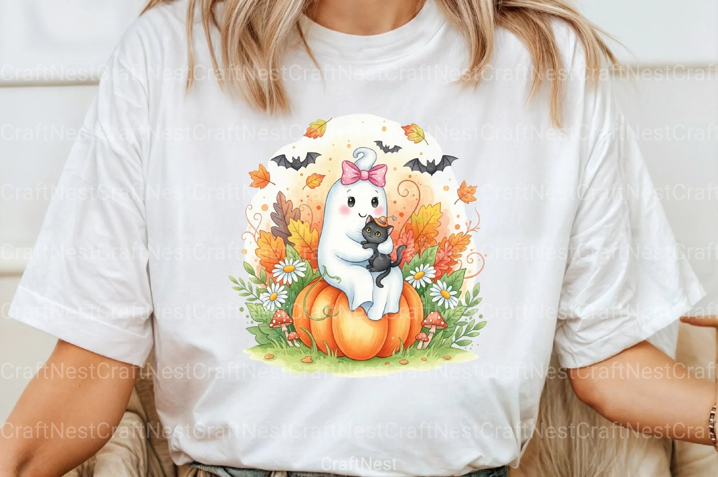 Boho Halloween Ghost Cat Clipart Bundle - CraftNest - Digital Crafting and Art