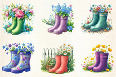 Floral Spring Rubber Boots Clipart Bundle - CraftNest - Digital Crafting and Art