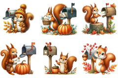 Autumn Squirrel Mailbox Clipart Bundle - CraftNest - Digital Crafting and Art
