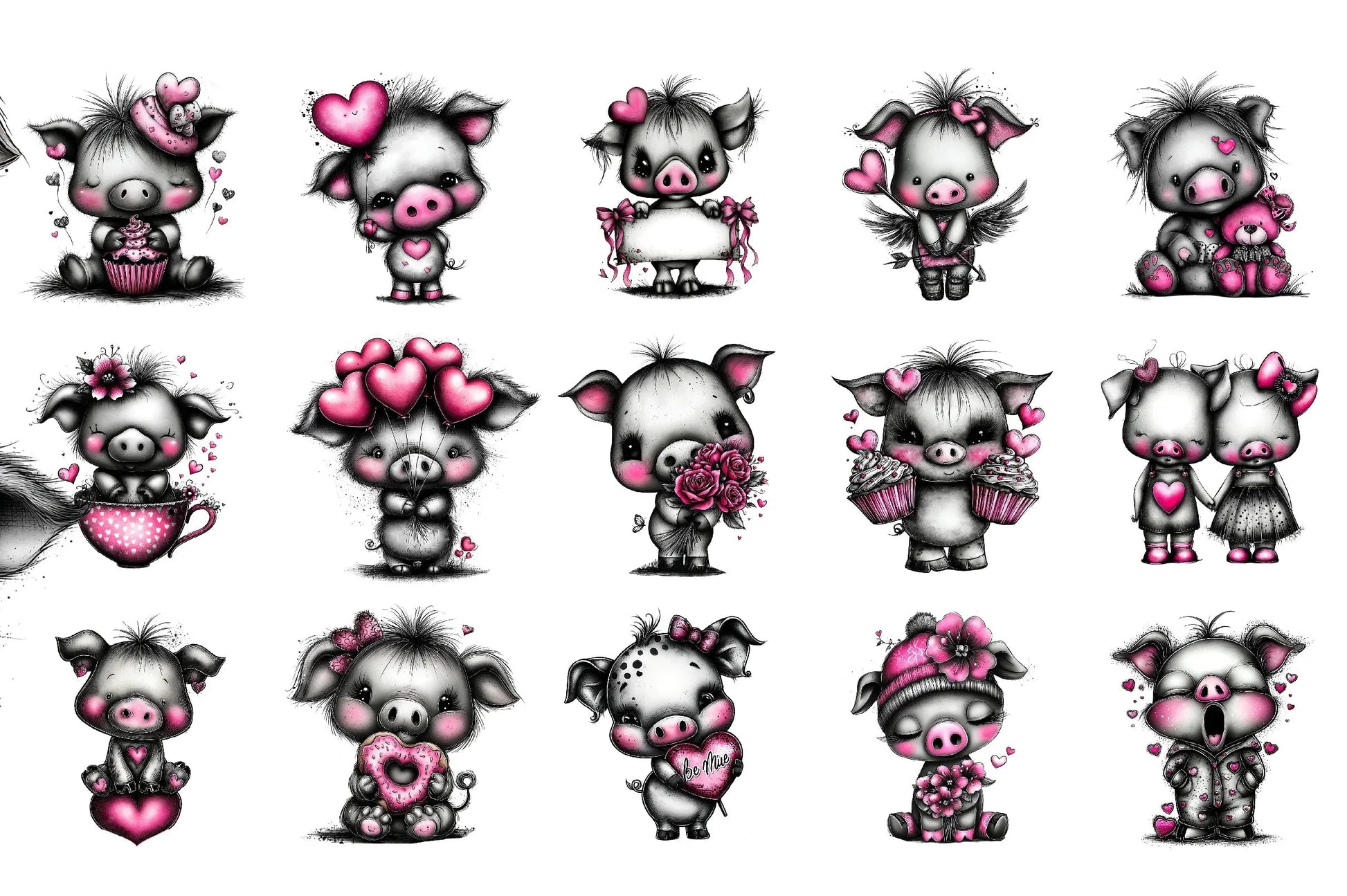 Valentine Pig Cute Animal Clipart Bundle - CraftNest - Digital Crafting and Art