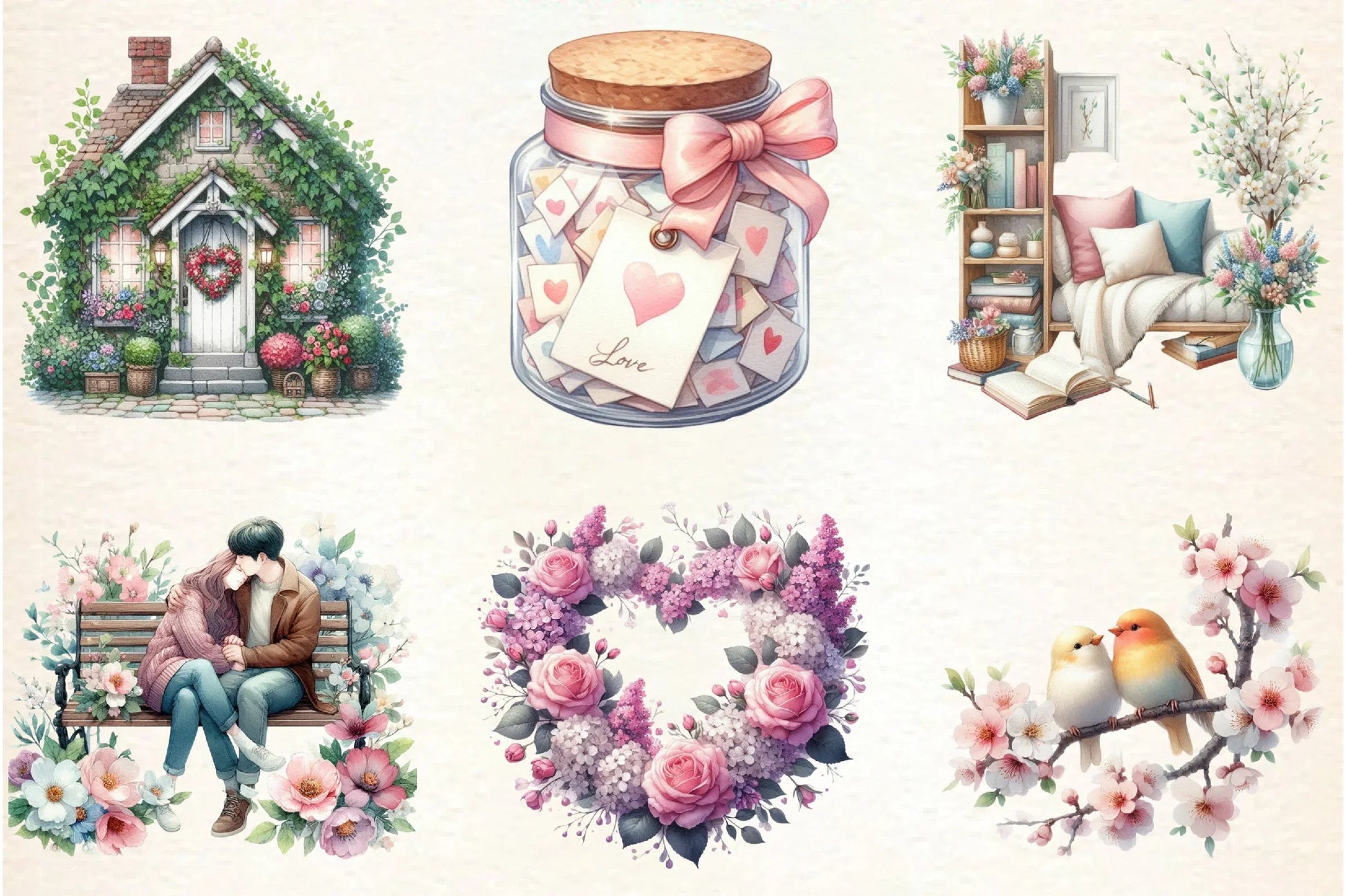 Cozy Romantic Spring Clipart Bundle - CraftNest - Digital Crafting and Art