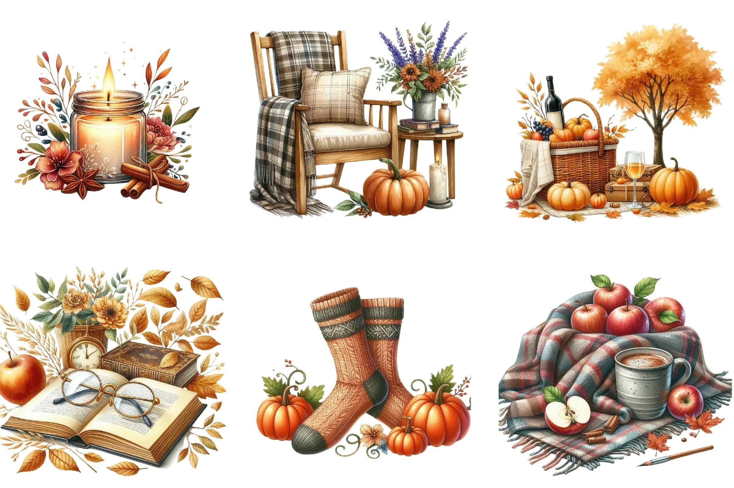 Cozy Autumn Clipart Bundle - CraftNest - Digital Crafting and Art
