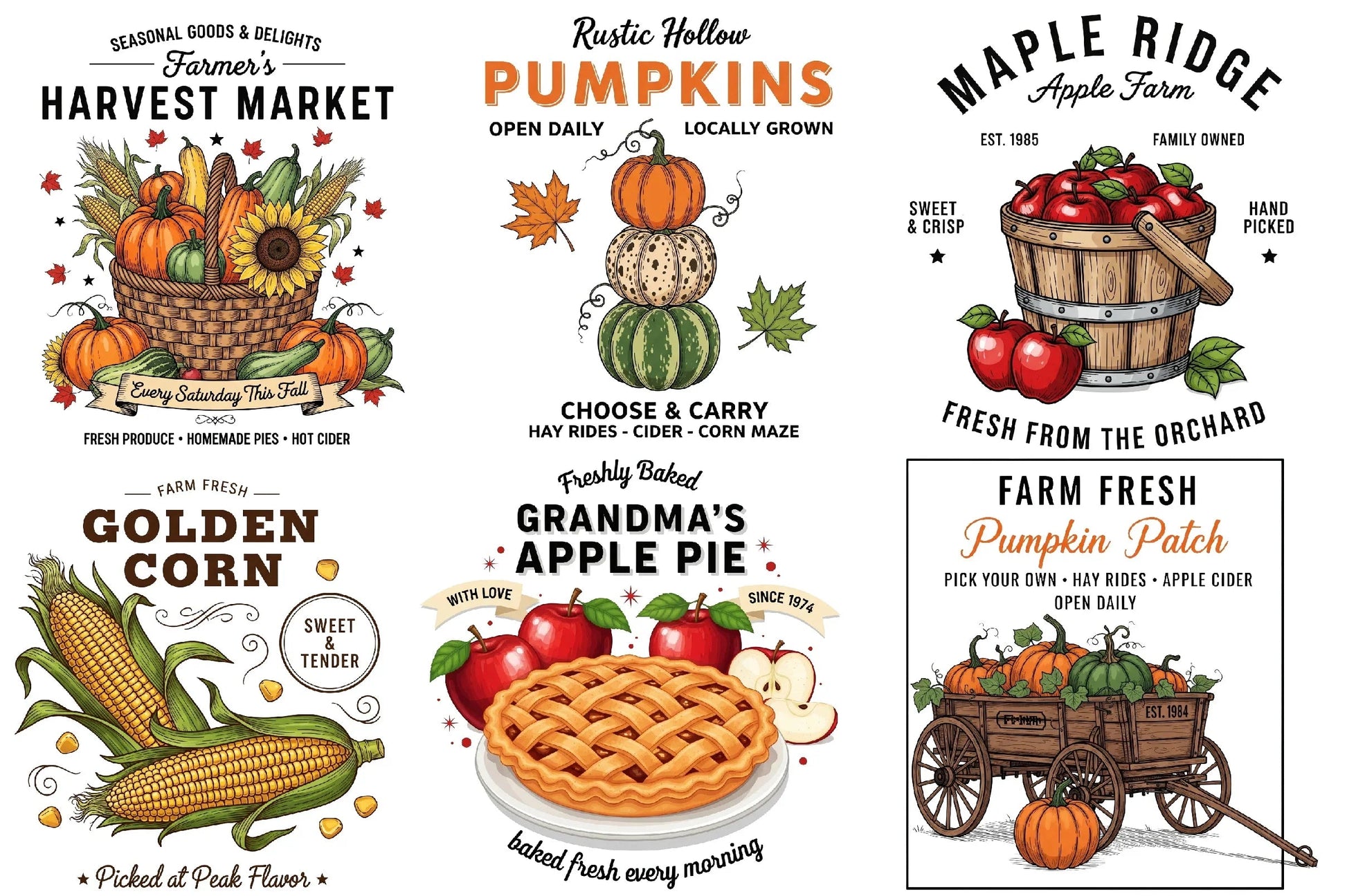 Rustic Fall Farmhouse Sign Clipart Bundle - CraftNest - Digital Crafting and Art