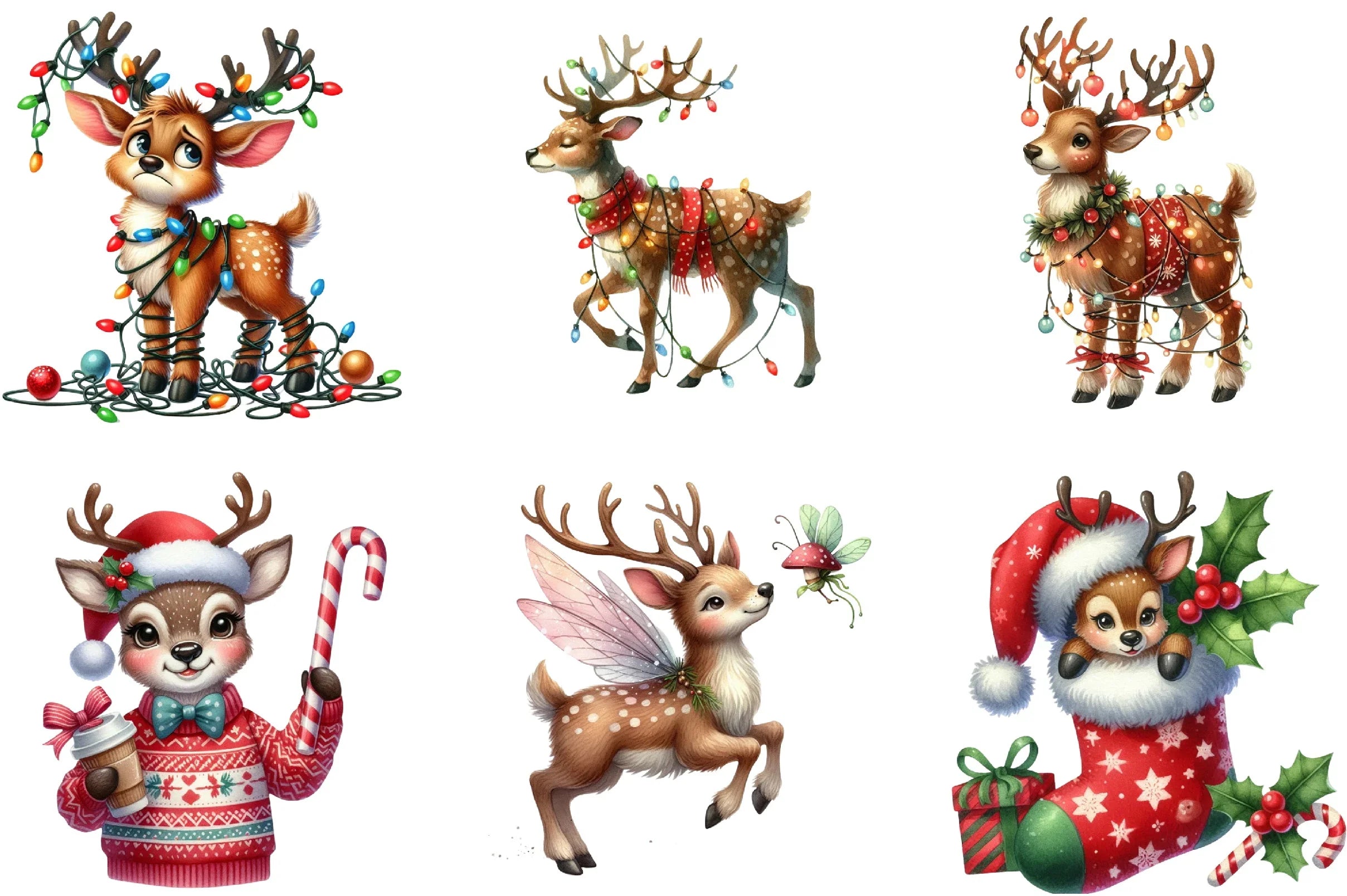 Christmas Funny Reindeer Clipart Bundle - CraftNest - Digital Crafting and Art
